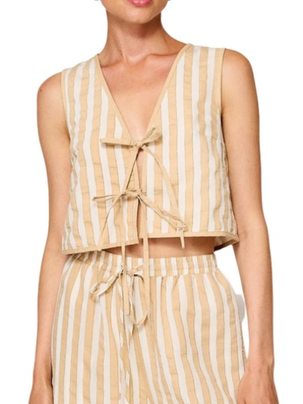 Line & Dot Women's Kamari Striped 3-Tie Cotton Tank Top Size Medium